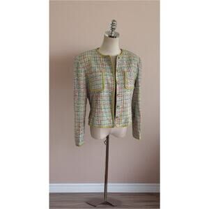 Y2K Noviello Bloom Suits Sz 12 Pastel Tweed Blazer Jacket 2000s Legally Blond